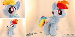 Size: 990x495 | Tagged: safe, artist:fishpishstudios, rainbow dash, g4, irl, photo, plushie, solo