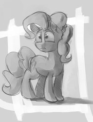 Size: 692x907 | Tagged: safe, artist:post-it, pinkie pie, g4, colored sketch, female, monochrome, painting, sketch, solo