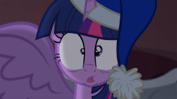 Size: 960x540 | Tagged: safe, artist:brutalweather studio, twilight sparkle, alicorn, pony, bad night, g4, :o, animated, faic, female, floppy ears, gif, gritted teeth, hat, looking at you, mismatched eyes, nightcap, open mouth, puns in the comments, show accurate, solo, spread wings, surprised, twilight sparkle (alicorn), wide eyes