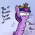 Size: 1280x1280 | Tagged: safe, artist:tjpones, twilight sparkle, alicorn, pony, g4, angry, bust, coronation, dialogue, element of magic, female, frown, glare, gradient background, inner thoughts, long neck, majestic as fuck, multiple chins, music notes, portrait, solo, spread wings, twibitch sparkle, twilight sparkle (alicorn), wat