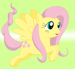 Size: 1000x916 | Tagged: safe, artist:akikaza, fluttershy, pegasus, pony, g4, female, mare, open mouth, smiling, solo, spread wings, wings