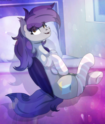Size: 1709x2020 | Tagged: safe, artist:asika-aida, oc, oc only, bat pony, pony, clothes, cute, looking at you, socks, solo, striped socks