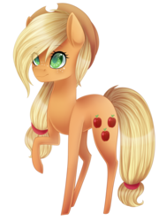 Size: 1247x1662 | Tagged: safe, artist:bonniebatman, applejack, g4, female, raised hoof, simple background, solo, transparent background