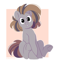 Size: 2629x2875 | Tagged: safe, artist:djkaskan, derpibooru exclusive, oc, oc only, earth pony, pony, abstract background, freckles, high res, sitting, solo, surprised