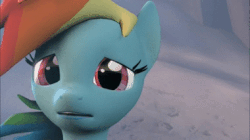 Size: 380x213 | Tagged: safe, artist:ferexes, rainbow dash, g4, 3d, animated, female, frown, gif, lidded eyes, open mouth, sad, solo, source filmmaker, windswept mane