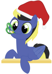 Size: 2000x2865 | Tagged: safe, artist:mintysketch, oc, oc only, oc:cloak, pegasus, pony, hat, high res, minty's christmas ponies, mistletoe, santa hat, simple background, solo, to saddlebags and back again, transparent background, vector