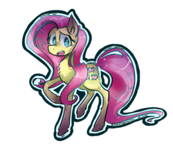 Size: 1024x889 | Tagged: safe, artist:friendofmegamantrash, fluttershy, g4, female, looking at you, open mouth, raised hoof, simple background, solo, standing, transparent background