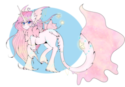 Size: 1500x1048 | Tagged: safe, artist:niniibear, oc, oc only, original species, pony, unicorn, cute, fluffy, glowing, simple background, solo, transparent background, unshorn fetlocks