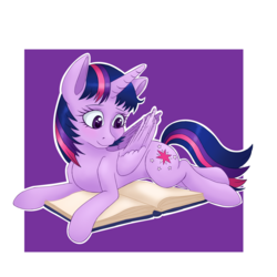 Size: 1500x1500 | Tagged: safe, artist:mailinya, twilight sparkle, alicorn, pony, g4, book, female, reading, solo, twilight sparkle (alicorn)