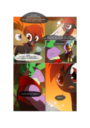 Size: 3541x5016 | Tagged: safe, artist:gashiboka, doctor whooves, spike, time turner, oc, oc:firestorm, oc:gold lily, dragon, earth pony, pegasus, pony, comic:recall the time of no return, g4, comic, older, older spike, this will not end well