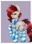 Size: 640x876 | Tagged: safe, artist:rene-color-wolf, oc, oc only, oc:ponepony, chest fluff, clothes, eyes closed, eyeshadow, makeup, scarf, socks, solo, striped socks