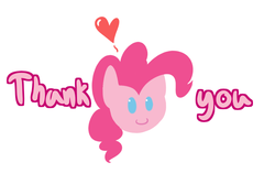 Size: 750x500 | Tagged: safe, artist:heir-of-rick, pinkie pie, g4, bust, female, heart, looking at you, portrait, simple background, smiling, solo, thank you, white background
