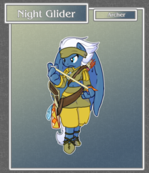 Size: 1688x1950 | Tagged: safe, artist:brownie-bytes, night glider, anthro, unguligrade anthro, g4, archer, arrow, crossbow, crossover, female, final fantasy, solo