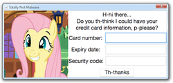 Size: 529x254 | Tagged: safe, edit, fluttershy, pony, g4, female, internet, it's a trap, malware, microsoft windows, scam, seems legit, smiling, solo, totally not malware