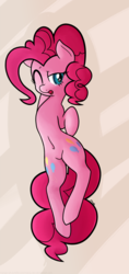 Size: 1388x2943 | Tagged: safe, artist:mang, pinkie pie, g4, belly button, female, one eye closed, open mouth, solo, stretching, tired, yawn
