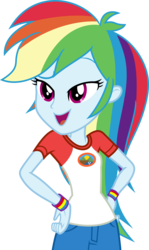 Size: 7000x11709 | Tagged: safe, artist:luckreza8, rainbow dash, equestria girls, g4, my little pony equestria girls: legend of everfree, absurd resolution, clothes, female, hand on hip, open mouth, pants, rainbow sass, simple background, smiling, solo, transparent background, vector