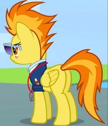 Size: 526x618 | Tagged: safe, screencap, spitfire, pony, g4, wonderbolts academy, butt, cropped, female, mare, plot, solo, sunglasses