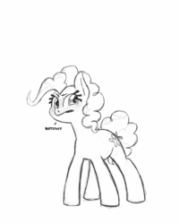 Size: 1152x1440 | Tagged: safe, artist:trickydick, pinkie pie, g4, blushing, female, monochrome, sketch, solo