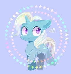 Size: 700x729 | Tagged: safe, artist:sibashen, trixie, pony, unicorn, g4, blue background, colored pupils, cute, diatrixes, female, simple background, solo, stars