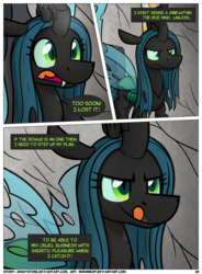 Size: 1400x1900 | Tagged: safe, artist:moemneop, queen chrysalis, comic:shifting changelings lies and truths, g4, comic, female, solo