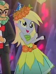 Size: 342x456 | Tagged: safe, screencap, canter zoom, derpy hooves, blue jay, equestria girls, g4, my little pony equestria girls: legend of everfree, background human, beautiful, clothes, cropped, crystal gala, dancing, dress, happy, smiling