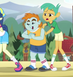 Size: 432x460 | Tagged: safe, screencap, bon bon, snails, snips, sweetie drops, equestria girls, g4, my little pony equestria girls: legend of everfree, clothes, converse, cropped, eyes on the prize, out of context, shoes