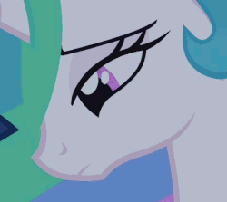 Size: 446x397 | Tagged: safe, screencap, princess celestia, alicorn, pony, g4, twilight's kingdom, animated, blinking, bust, cropped, female, frown, gif, lidded eyes, looking down, mare, offscreen character, portrait, profile, sad, solo