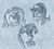 Size: 2297x2061 | Tagged: safe, artist:post-it, starlight glimmer, trixie, twilight sparkle, pony, unicorn, g4, bust, colored sketch, high res, lidded eyes, monochrome, portrait, sketch, sketch dump