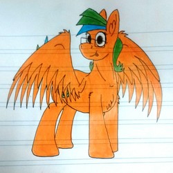 Size: 1440x1439 | Tagged: safe, artist:summerium, oc, oc only, oc:spring leafs, pony, cute, female, glasses, lined paper, mare, photo, rule 63, solo, traditional art, wings