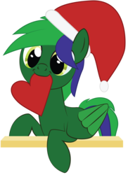 Size: 2000x2752 | Tagged: safe, artist:mintysketch, oc, oc only, pegasus, pony, hat, heart, high res, minty's christmas ponies, santa hat, simple background, solo, to saddlebags and back again, transparent background