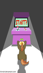 Size: 600x1000 | Tagged: safe, artist:kinrah, button mash, earth pony, g4, arcade game, colt, foal, hat, male, propeller hat, solo