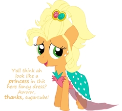 Size: 729x662 | Tagged: safe, artist:newportmuse, part of a set, applejack, g4, applejewel, beautiful, clothes, cute, dress, everypony is beautiful, female, jackabetes, part of a series, simple background, solo, white background