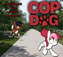 Size: 1000x900 | Tagged: safe, artist:daisyhead, winona, oc, oc:flicker, ponibooru film night, g4, cop dog