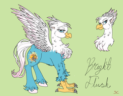 Size: 2563x2000 | Tagged: safe, artist:sourcherry, oc, oc only, oc:bright flush, classical hippogriff, hippogriff, fallout equestria, better design, high res, male, reference sheet, solo