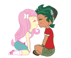 Size: 882x718 | Tagged: safe, artist:alberbrony, fluttershy, timber spruce, equestria girls, g4, clothes, cute, kissing, male, shipping, shoes, shyabetes, sneakers, straight, timberbetes, timbershy
