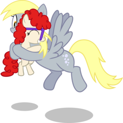 Size: 4144x4166 | Tagged: safe, artist:shutterflyeqd, derpy hooves, twist, earth pony, pegasus, pony, g4, absurd resolution, cute, eyes closed, female, filly, foal, holding a pony, hug, mare, simple background, transparent background, twistabetes, vector