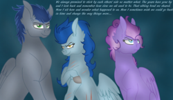Size: 1972x1142 | Tagged: dead source, safe, artist:neonaarts, descent, nightshade, oc, oc:starry skies, pegasus, pony, g4, dialogue, female, looking at you, male, scar, shadowbolts, stallion