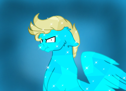 Size: 1396x1004 | Tagged: safe, artist:neonaarts, oc, oc only, oc:void, crystal pony, pegasus, pony, fanfic:piercing the heavens, angry, crystallized, derp, solo