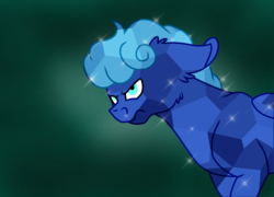 Size: 1396x1004 | Tagged: safe, artist:neonaarts, oc, oc only, oc:moon, crystal pony, pegasus, pony, fanfic:piercing the heavens, angry, crystallized, looking at you, solo