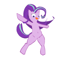 Size: 805x685 | Tagged: artist needed, safe, starlight glimmer, pony, g4, bipedal, female, looking at you, open mouth, simple background, smiling, solo, white background