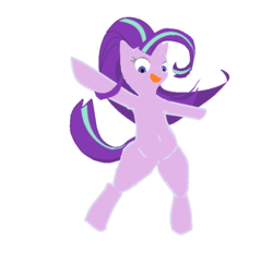 Size: 733x680 | Tagged: safe, starlight glimmer, pony, g4, bipedal, female, looking at you, open mouth, simple background, smiling, solo, white background