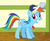 Size: 800x650 | Tagged: safe, screencap, rainbow dash, pegasus, pony, flight to the finish, g4, my little pony: friendship is magic, cap, coach, coach rainbow dash, cute, dashabetes, female, happy, hat, mare, ponyville schoolhouse, rainbow, rainbow dashs coaching whistle, smiling, solo, whistle, whistle necklace, wide grin