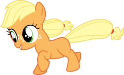 Size: 5000x3023 | Tagged: safe, artist:lman225, applejack, earth pony, pony, g4, the cutie mark chronicles, blank flank, female, filly, filly applejack, high res, running, simple background, solo, transparent background, vector