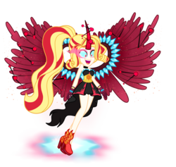 Size: 3800x3600 | Tagged: safe, artist:mixiepie, sunset shimmer, human, solar eclipse (au), equestria girls, g4, alternate hairstyle, alternate universe, clothes, eclipse, evil, female, high res, simple background, smiling, solar eclipse, solo, transparent background, vector