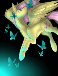 Size: 540x704 | Tagged: safe, artist:lateciartist, fluttershy, butterfly, pony, g4, female, solo