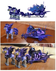 Size: 3560x4520 | Tagged: safe, artist:ilonadi, princess luna, bat pony, pony, g4, absurd resolution, carriage, cloak, clothes, craft, night guard, sculpture, traditional art