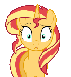 Size: 600x654 | Tagged: safe, artist:majkashinoda626, sunset shimmer, pony, g4, animated, confused, eye twitch, female, gif, looking at you, raised eyebrow, simple background, solo, transparent background, twitch, vector, wtf