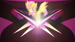 Size: 1024x576 | Tagged: safe, artist:exnaider, fluttershy, g4, element of kindness, female, lens flare, solo, vector, wallpaper