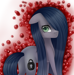 Size: 1930x1965 | Tagged: safe, artist:bonniebatman, oc, oc only, oc:minkie pie, pony, fanfic:muffins, butt, fanfic art, hair over one eye, plot, solo