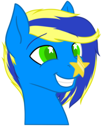 Size: 1750x2190 | Tagged: safe, artist:zippysqrl, derpibooru exclusive, oc, oc only, oc:m3, bust, gold star, grin, simple background, smiling, solo, transparent background